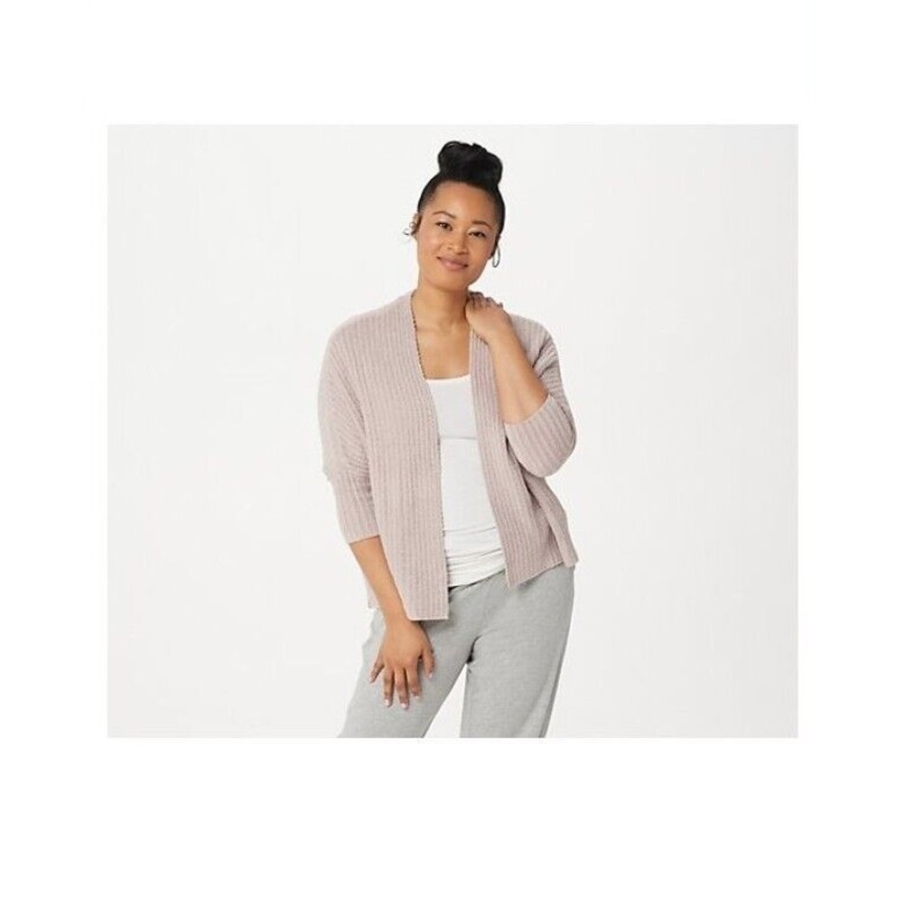 Barefoot Dreams CozyChic Lite Ribbed Shrug Sweater Cardigan Light Pink Womens 2X - Picture 3 of 8